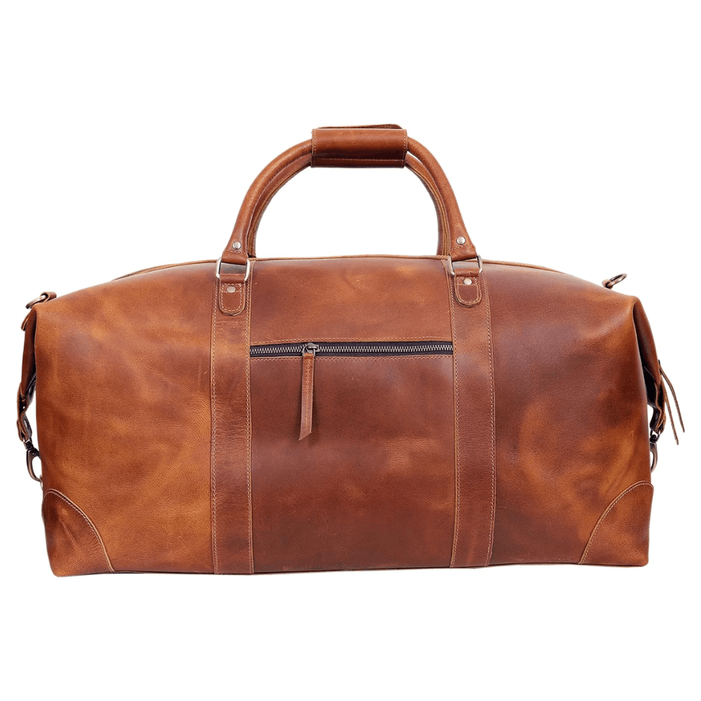 Handmade 24-inch Buffalo Leather Travel Duffel Bag - Tan Vintage Weekender and Carry-On Cabin Bag