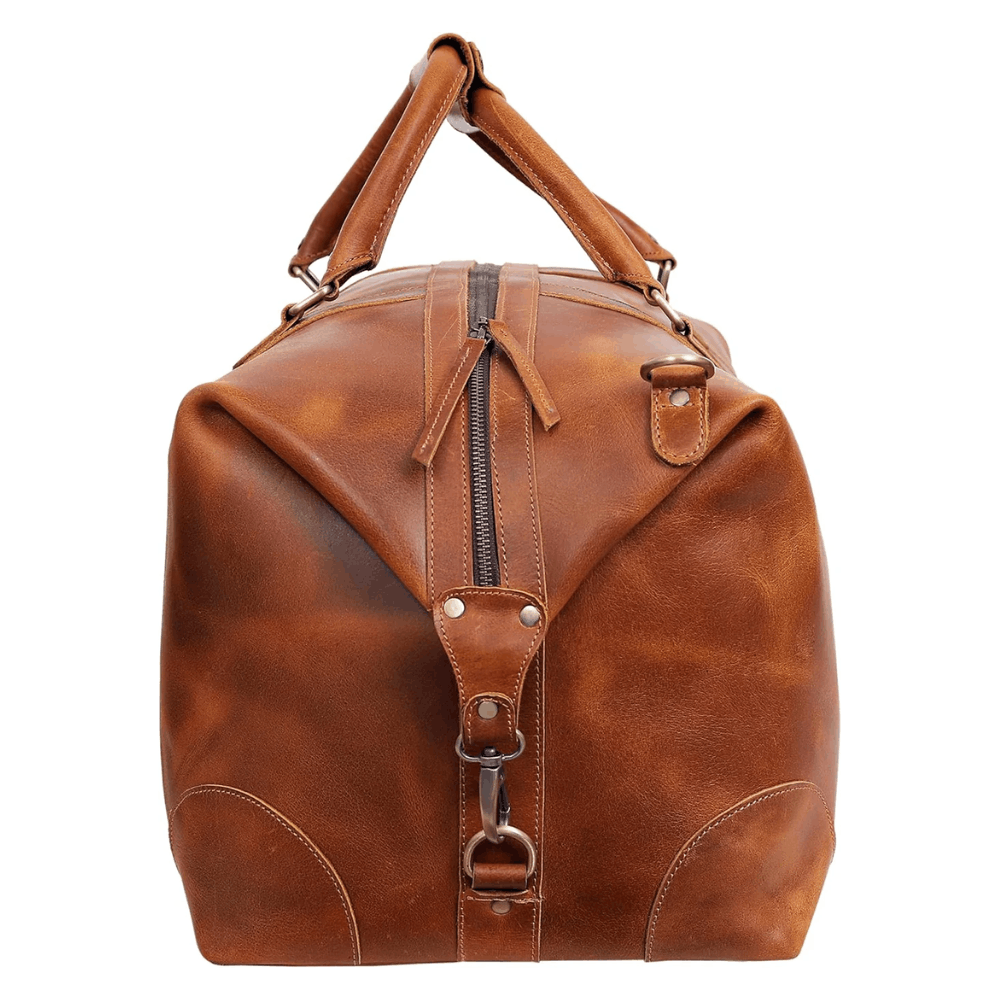 Handmade 24-inch Buffalo Leather Travel Duffel Bag - Tan Vintage Weekender and Carry-On Cabin Bag - Image 3